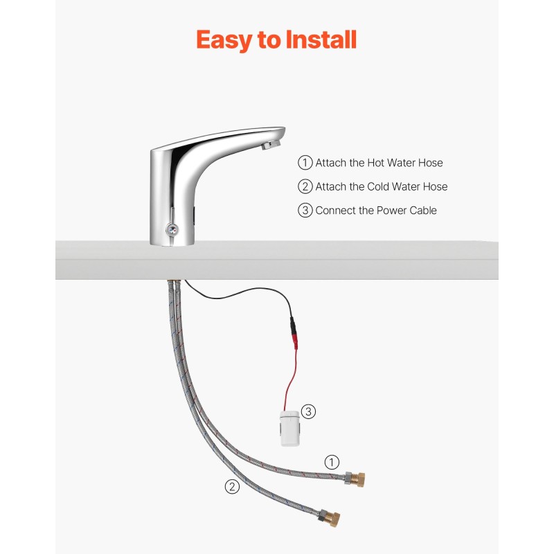 Koskettamaton kylpyhuonehana messinkirunkoinen kromipinnoitettu 9,5 mm liitäntä paristokäyttöinen