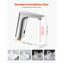 Kosketusvapaa pesuallashana kylpyhuoneeseen messinkirunko harjattu nikkeli säädettävä lämpötila paristokäyttö