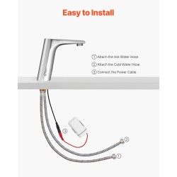 Kosketusvapaa pesuallashana kylpyhuoneeseen messinkirunko harjattu nikkeli säädettävä lämpötila paristokäyttö