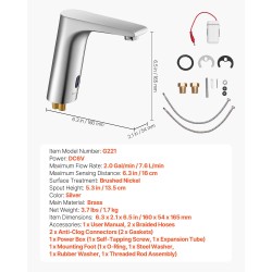 Kosketusvapaa pesuallashana kylpyhuoneeseen messinkirunko harjattu nikkeli säädettävä lämpötila paristokäyttö