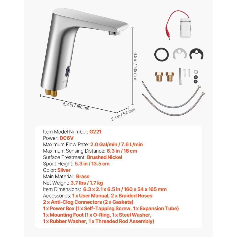 Kosketusvapaa pesuallashana kylpyhuoneeseen messinkirunko harjattu nikkeli säädettävä lämpötila paristokäyttö