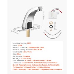 Kosketusvapaa pesuallashana infrapunasensorilla paristokäyttöinen kromipinnoitettu sinkkiseosrunko sopii vakiopesualtaisiin