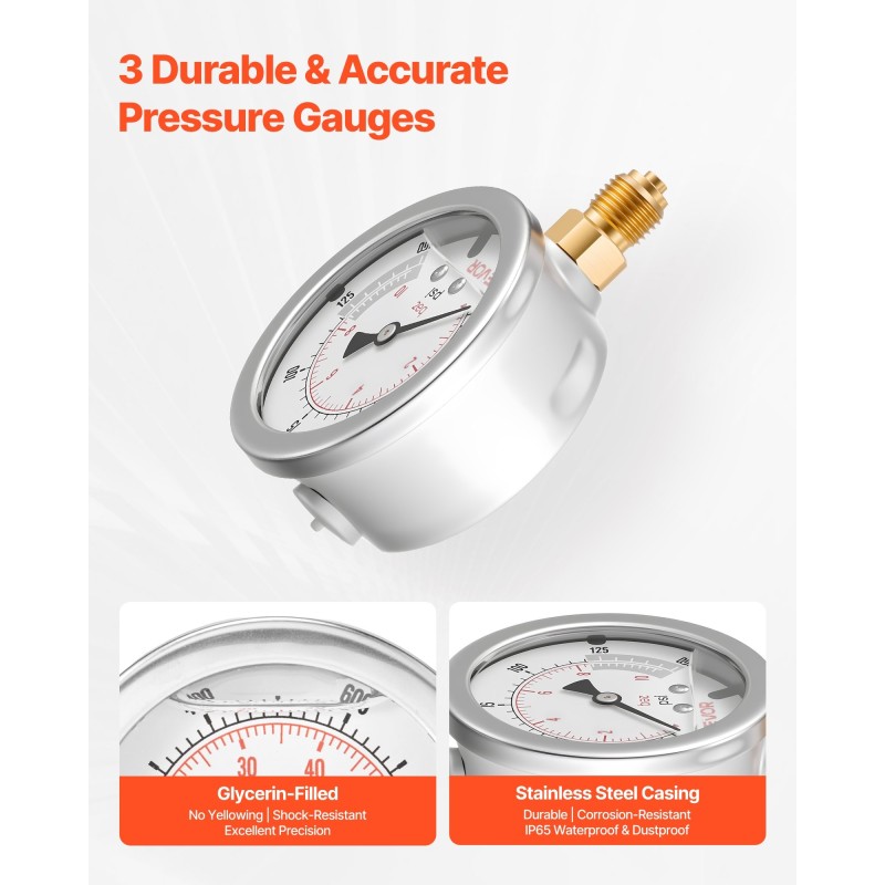 Hydraulinen paineen testisarja kaivinkoneisiin 5 mittaria 20 liitintä 3 letkua