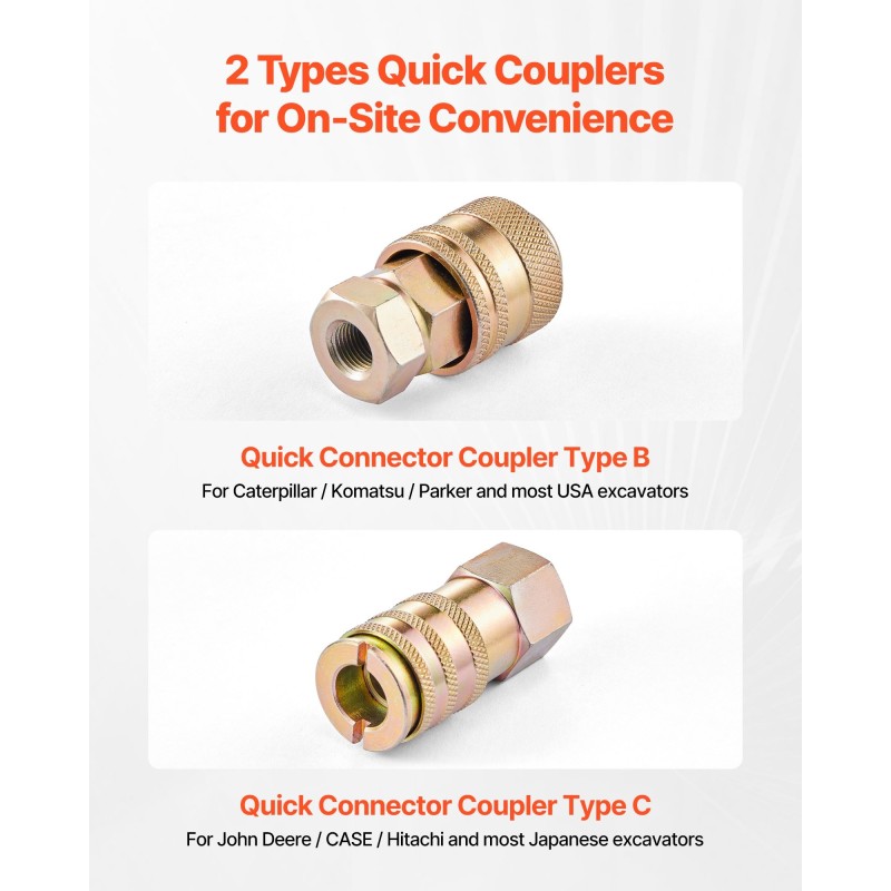 Hydraulinen paineen testisarja kaivinkoneisiin 5 mittaria 20 liitintä 3 letkua