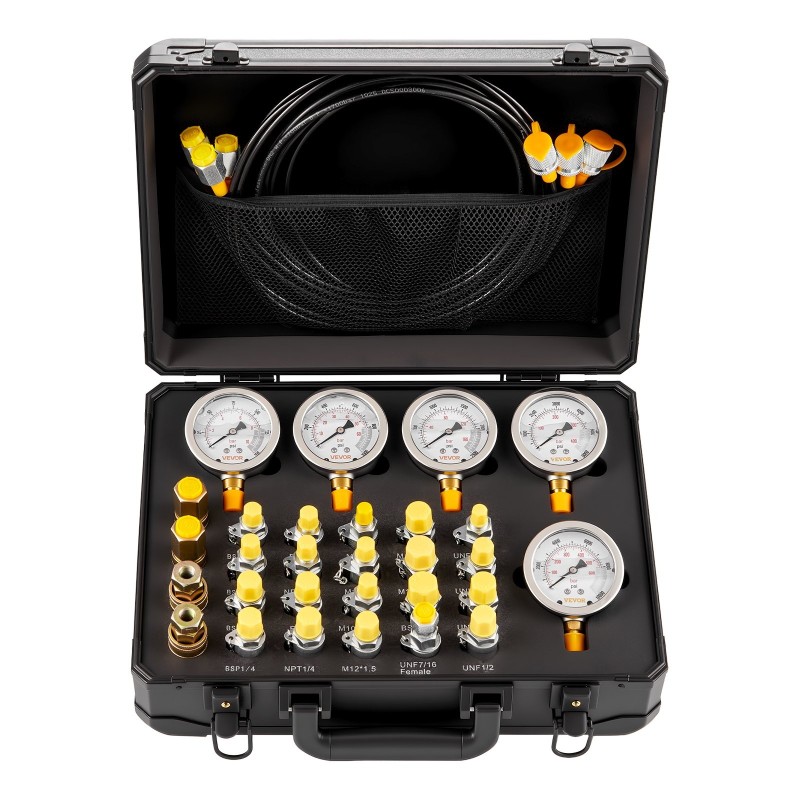 Hydraulinen paineen testisarja kaivinkoneisiin 5 mittaria 20 liitintä 3 letkua