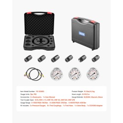Hydraulinen typenakkujen täyttö ja testauspakkaus metallirunkoinen 2 m letku 3 painemittaria