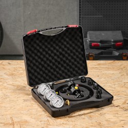 Hydraulinen typenakkujen täyttö ja testauspakkaus metallirunkoinen 2 m letku 3 painemittaria