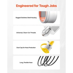 Digitaalinen hydraulinen painetestaussarja ruostumaton teräs 0–700 bar G1/8-liitäntä 1,6 m letku