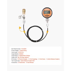 Digitaalinen hydraulinen painetestaussarja ruostumaton teräs 0–700 bar G1/8-liitäntä 1,6 m letku