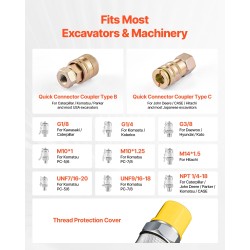 Digitaalinen hydraulinen paineentestaussarja SUS304 kierteillä kaivinkoneille 0-700 bar 9 testiliitintä 2 letkua