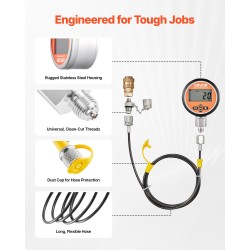 Digitaalinen hydraulinen paineentestaussarja SUS304 kierteillä kaivinkoneille 0-700 bar 9 testiliitintä 2 letkua