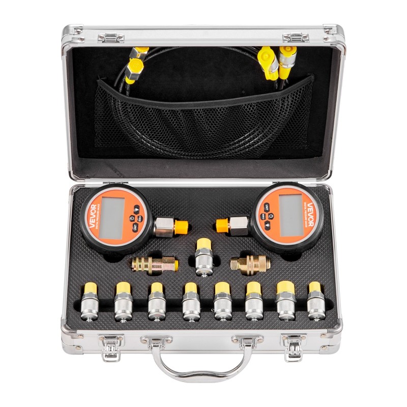 Digitaalinen hydraulinen paineentestaussarja SUS304 kierteillä kaivinkoneille 0-700 bar 9 testiliitintä 2 letkua