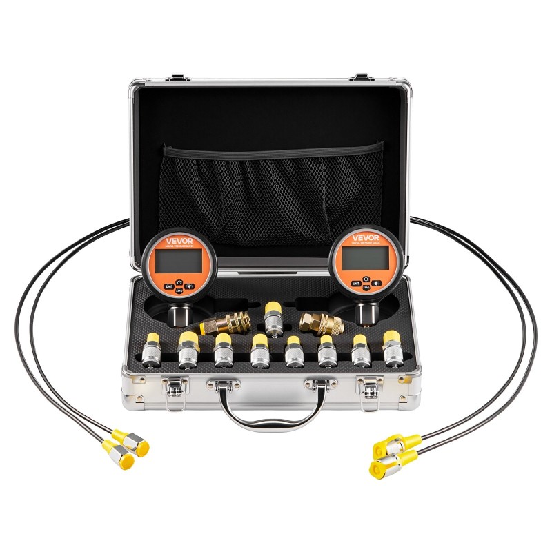 Digitaalinen hydraulinen paineentestaussarja SUS304 kierteillä kaivinkoneille 0-700 bar 9 testiliitintä 2 letkua