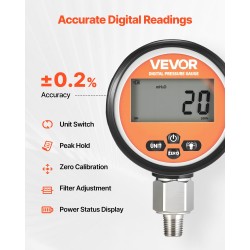 Digitaalinen hydraulipainemittari 0–700 bar taustavalaistu näyttö 304-ruostumaton teräs silikonisuojus