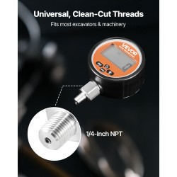 Digitaalinen hydraulipainemittari 0–700 bar taustavalaistu näyttö 304-ruostumaton teräs silikonisuojus