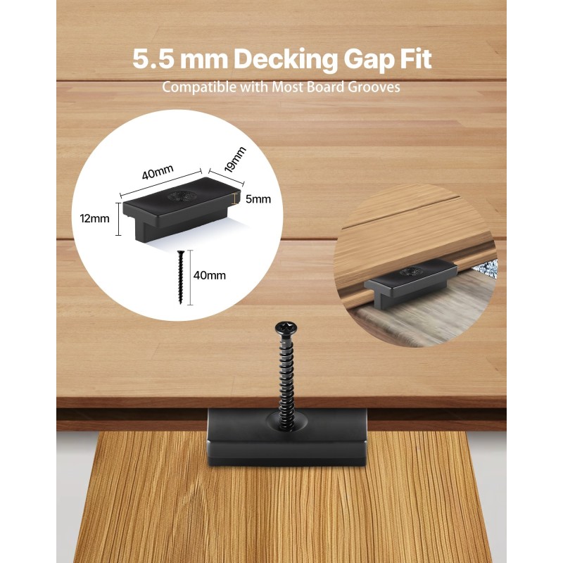 Piilotetut terassikiinnikkeet PP-muovia ja 304-ruostumatonta terästä 500 kpl