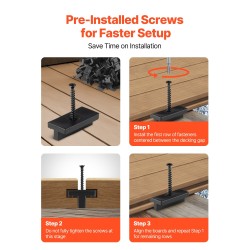 Piilotetut terassikiinnikkeet PP-muovia ja 304-ruostumatonta terästä 500 kpl