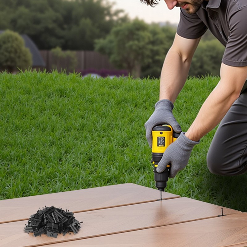 Piilotetut terassikiinnikkeet PP-muovia ja 304-ruostumatonta terästä 500 kpl