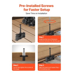 Piilokiinnikkeet komposiittiterassilaudoille musta polypropeeni ruostumaton teräs 900 kpl