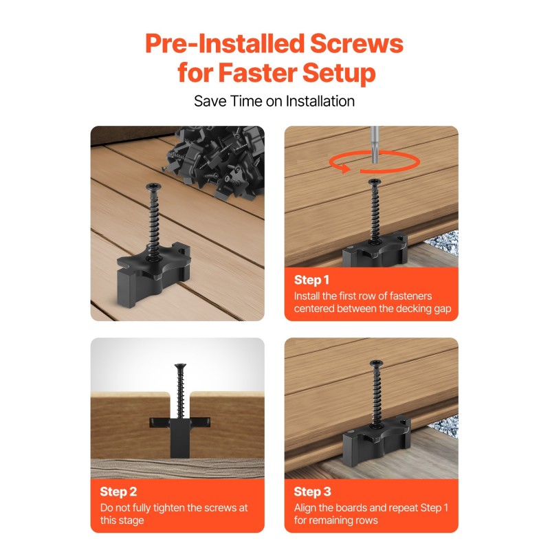 Piilokiinnikkeet komposiittiterassilaudoille PP-muovi ja 304-ruostumaton teräs 10 mm 6,5 mm 600 kpl