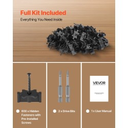 Piilokiinnikkeet komposiittiterassilaudoille PP-muovi ja 304-ruostumaton teräs 10 mm 6,5 mm 600 kpl