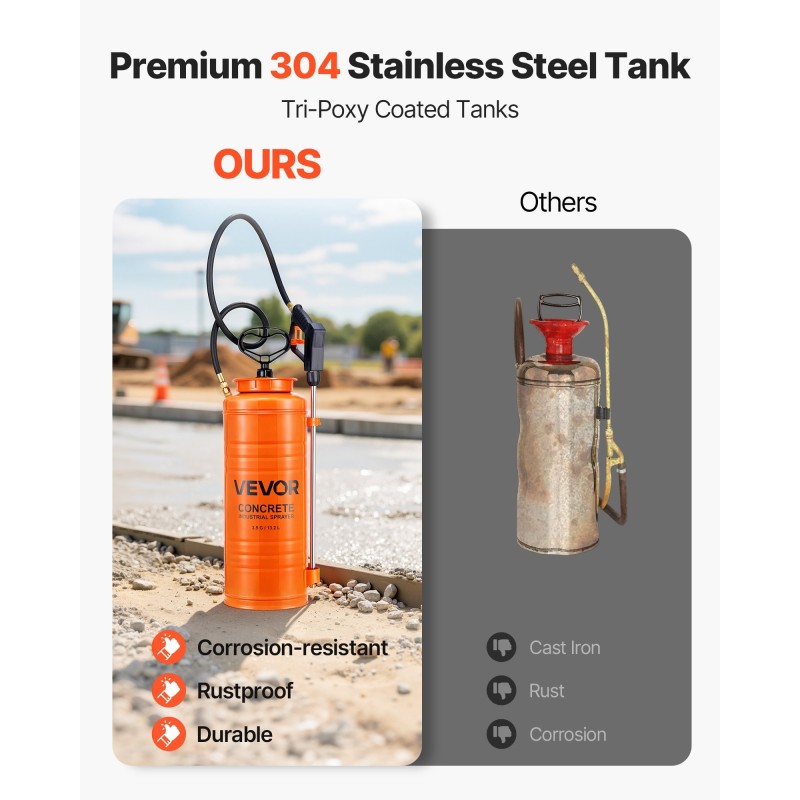 Käsiruiskutin 14 l ruostumattomasta teräksestä betonin ja pinnoitteiden levitykseen