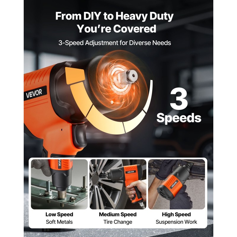 Puolituumainen paineilmakäyttöinen iskumutterinväännin 1490 newtonmetriä alumiiniseos neliasteinen väännönsäätö