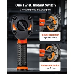 Puolituumainen paineilmakäyttöinen iskumutterinväännin 1490 newtonmetriä alumiiniseos neliasteinen väännönsäätö