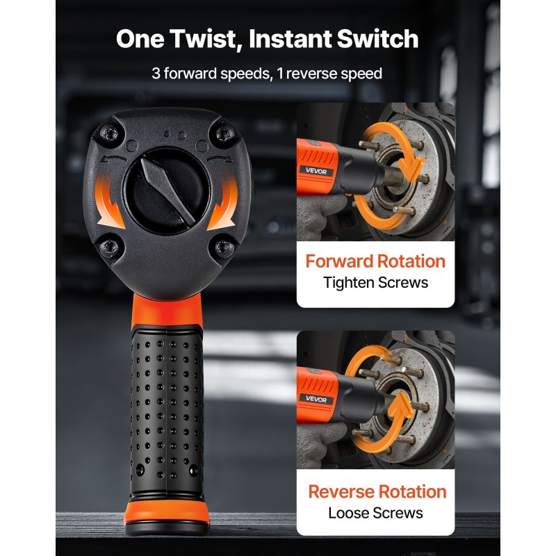 Puolituumainen paineilmakäyttöinen iskumutterinväännin 1490 newtonmetriä alumiiniseos neliasteinen väännönsäätö
