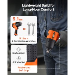 Puolituumainen paineilmakäyttöinen iskumutterinväännin 1490 newtonmetriä alumiiniseos neliasteinen väännönsäätö