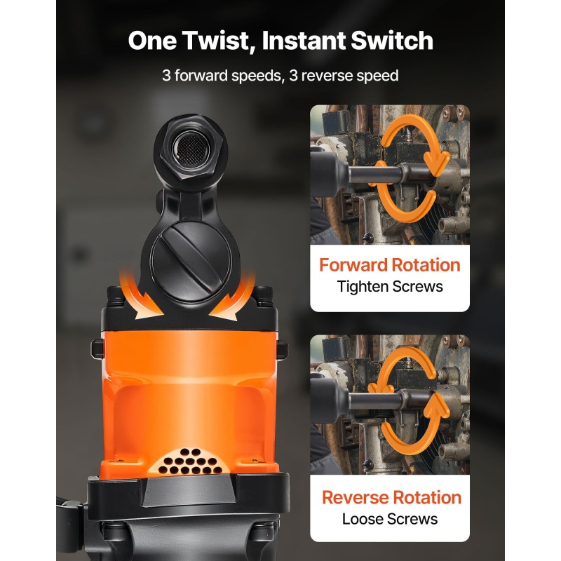 1-tuumainen paineilma-iskuväännin alumiiniseosrunko 2400 N·m vääntömomentti 152,4 mm kara