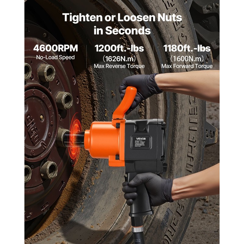 1-tuumainen paineilmakäyttöinen iskumutterinväännin alumiiniseosrunko kaksoisvasaramekanismi 6-portainen momentinsäätö raskaan