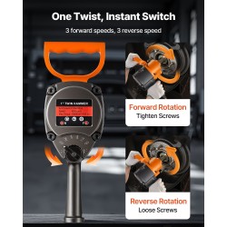 1-tuumainen paineilmakäyttöinen iskumutterinväännin alumiiniseosrunko kaksoisvasaramekanismi 6-portainen momentinsäätö raskaan