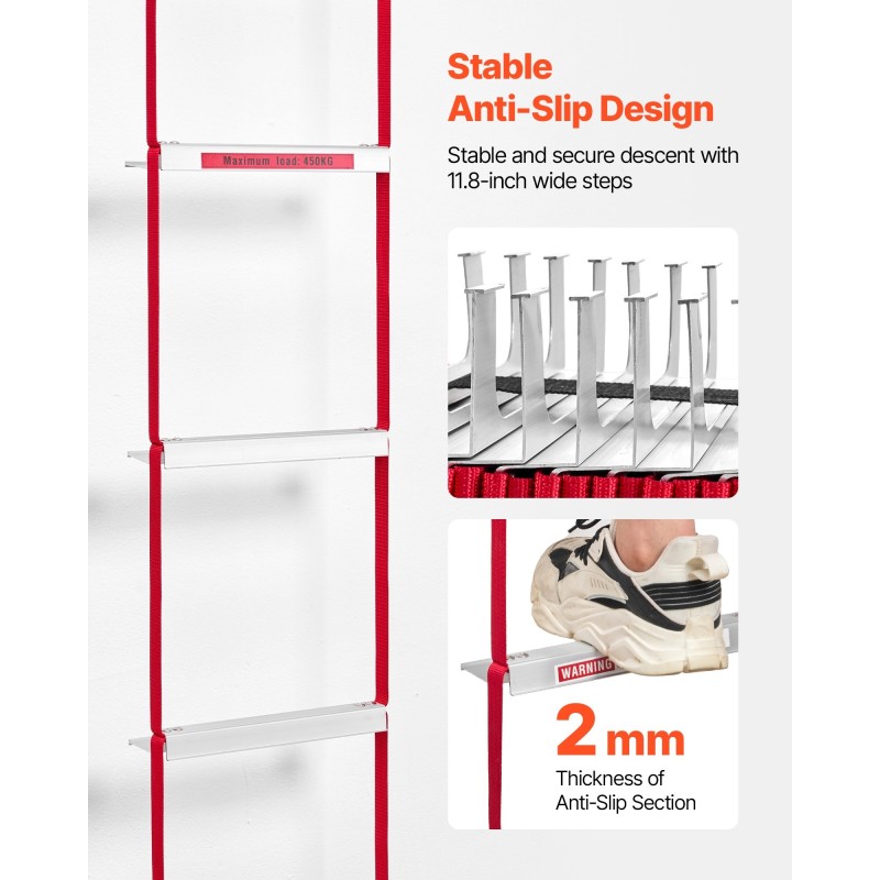 Alumiininen hätätikas 7,62 m 3-kerroksisiin rakennuksiin 453,6 kg kantavuus