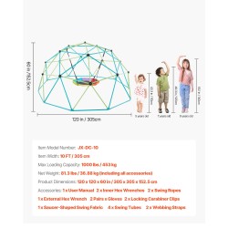 Kiipeilykupoli teräs 305 cm lautaskeinulla 453 kg kantavuus 3–10-vuotiaille