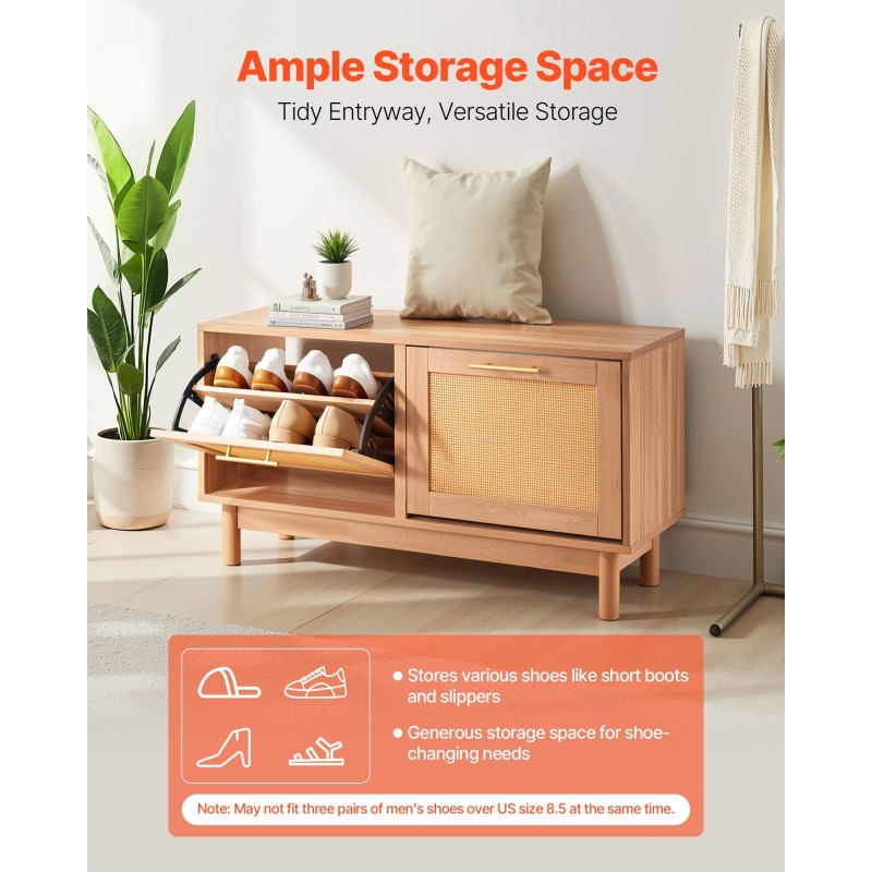 Kenkäpenkki lastulevyinen rottinkimaisilla ovilla eteiseen 4 lokeroa