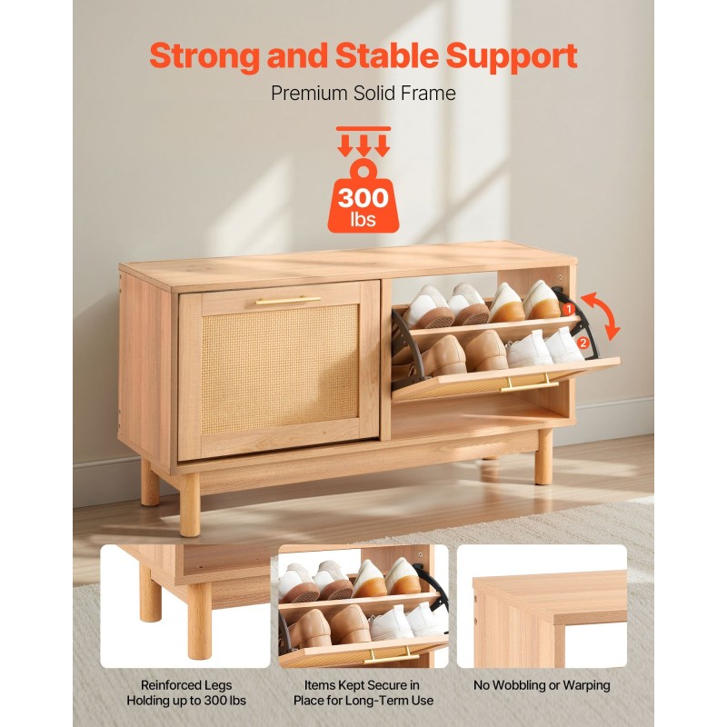 Kenkäpenkki lastulevyinen rottinkimaisilla ovilla eteiseen 4 lokeroa