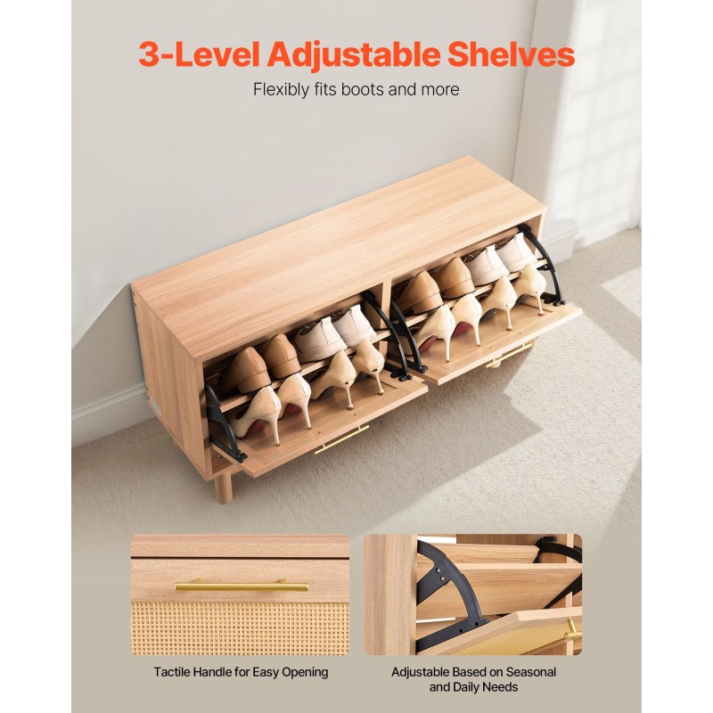 Kenkäpenkki lastulevyinen rottinkimaisilla ovilla eteiseen 4 lokeroa