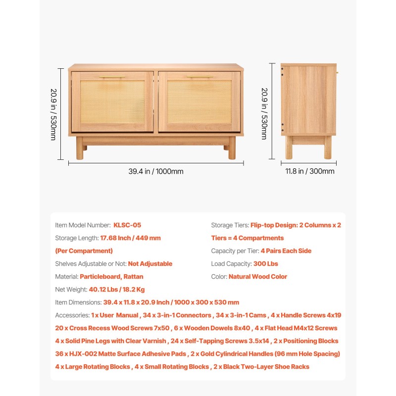 Kenkäpenkki lastulevyinen rottinkimaisilla ovilla eteiseen 4 lokeroa