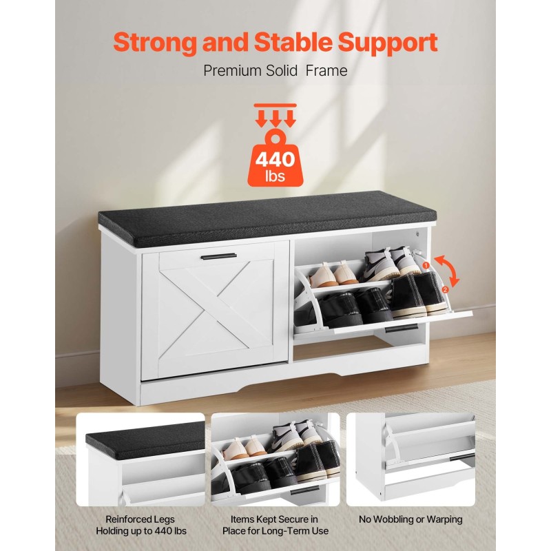 Kenkäpenkki lastulevy vaahtomuovinen kangasistuin 1000×305×475 mm 4 lokeroa eteiseen