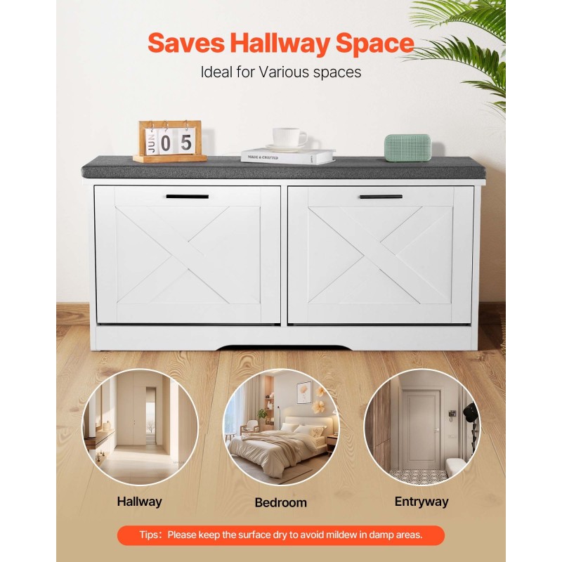 Kenkäpenkki lastulevy vaahtomuovinen kangasistuin 1000×305×475 mm 4 lokeroa eteiseen