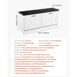 Kenkäpenkki lastulevy vaahtomuovinen kangasistuin 1000×305×475 mm 4 lokeroa eteiseen