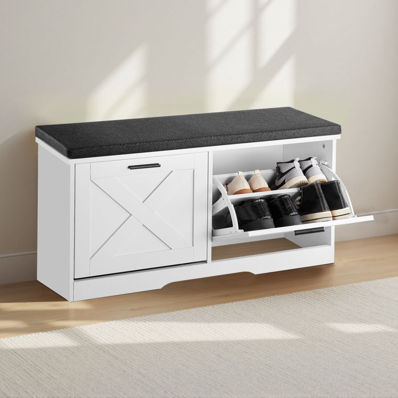 Kenkäpenkki lastulevy vaahtomuovinen kangasistuin 1000×305×475 mm 4 lokeroa eteiseen