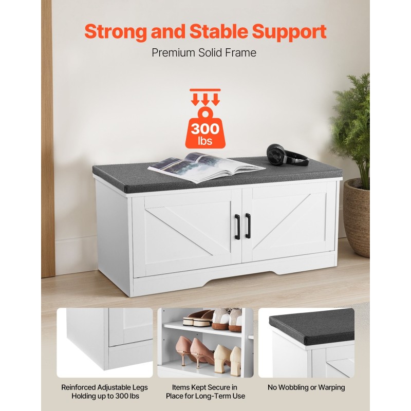 Kenkäpenkki eteiseen lastulevy vaahtomuovi kangaspäällinen 4 lokeroa valkoinen musta