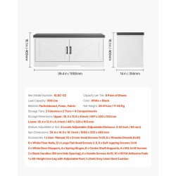 Kenkäpenkki eteiseen lastulevy vaahtomuovi kangaspäällinen 4 lokeroa valkoinen musta