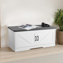 Kenkäpenkki eteiseen lastulevy vaahtomuovi kangaspäällinen 4 lokeroa valkoinen musta