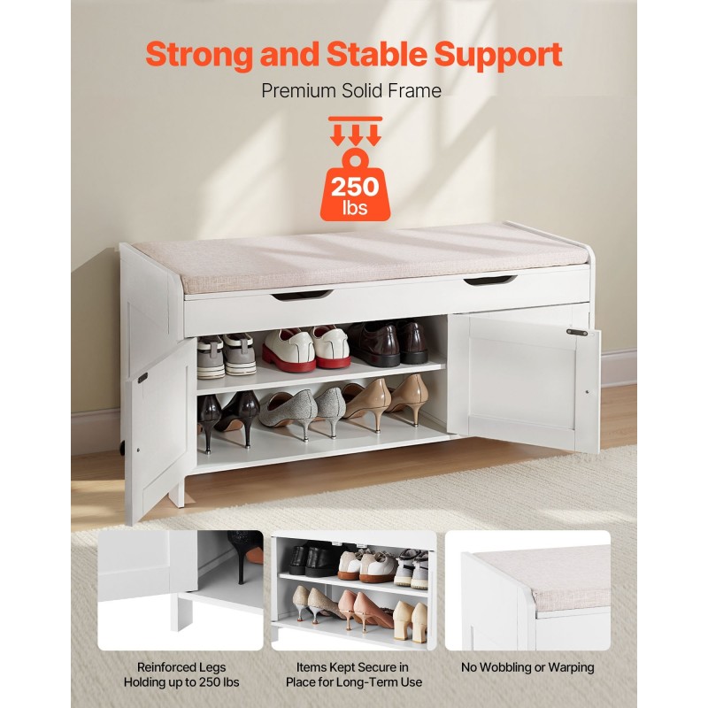 Kenkäpenkki lastulevy ja pellavakangas 105x35x50 cm 3 lokeroa