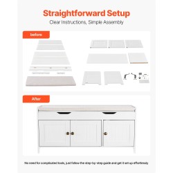 Kenkäpenkki lastulevy ja pellavakangas 105x35x50 cm 3 lokeroa