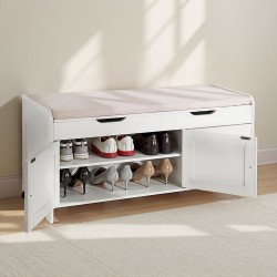 Kenkäpenkki lastulevy ja pellavakangas 105x35x50 cm 3 lokeroa