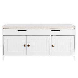 Kenkäpenkki lastulevy ja pellavakangas 105x35x50 cm 3 lokeroa